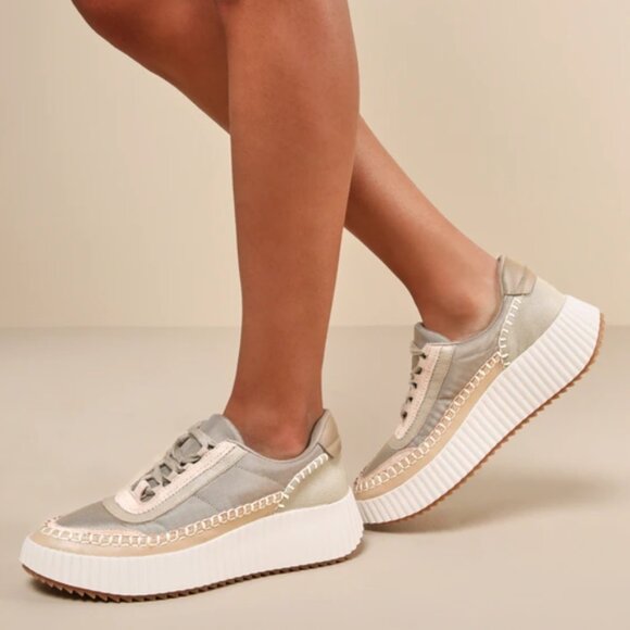 NEW DOLCE VITA Leather Dolen Sneakers for women in Dark Taupe 2510 3M7 - Picture 1 of 4